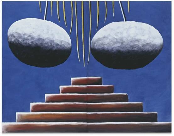 Andreas Schulze
Untitled, 1982/2010
Acrylic on nettle cloth
250 × 320 cm (2-teilig)
98 3/8 × 126 inches (2 parts)