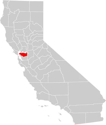 Locatie van Contra Costa County in Californië