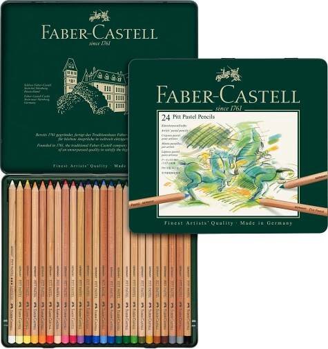 Suchý pastel v tužce 24ks Faber Castell sada v plechové krabičce Pitt Pastel