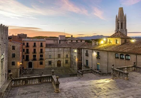 Pohled od girona katedrála - Katalánsko, Španělsko — Stock obrázek