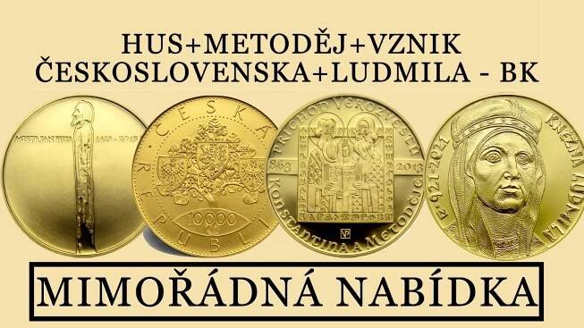 JAN HUS + KONSTANTIN A METODĚJ+VZNIK ČESKOSLOVESKA+LUDMILA++++ BK !!!! - Numismatika