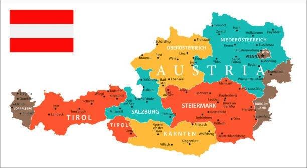 mapa rakouska - vektor - wiener neustadt stock ilustrace