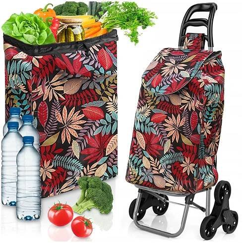 SCHODIŠŤOVÝ NÁKUPNÍ VOZÍK, NÁKUPNÍ TAŠKA NA KOLEČKÁCH, VODĚODOLNÁ, 35 L