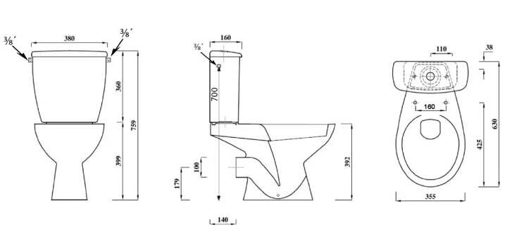 AQUALINE JUAN WC kombi, dvojtlačítko 3/6l, zadní odpad, bílá | TOPENILEVNE.CZ