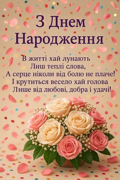 Гарне привітання жінці з днем народження