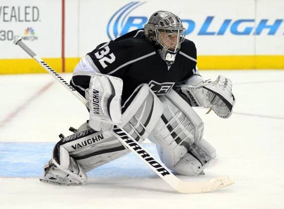 Mar 3, 2014; Los Angeles, CA, USA; Los Angeles Kings goalie Jonathan Quick (32) during the game against the Montreal Canadiens at Staples Center. Mandatory Credit: Kirby Lee-USA TODAY Sports ORG XMIT: USATSI-138488 ORIG FILE ID: 20140303_ajl_al2_365.JPG