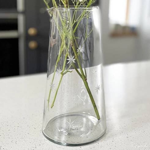 Sipped Star Etched Tapered Glass Jug | Clear