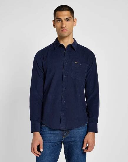 Manšestrová košile Lee LEESURE SHIRT REAL INDIGO