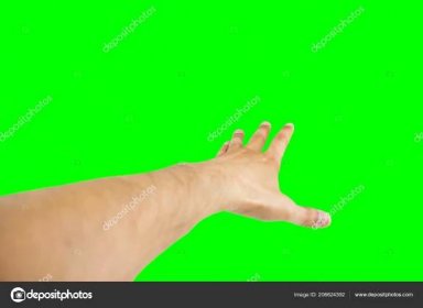 Stáhnout - Detail, jednu ruku pomocnou na izolované výřez na zeleném pozadí s klíčování chroma — Stock obrázek