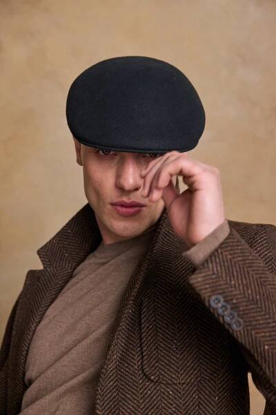 Galway Felt Flat Cap - Black