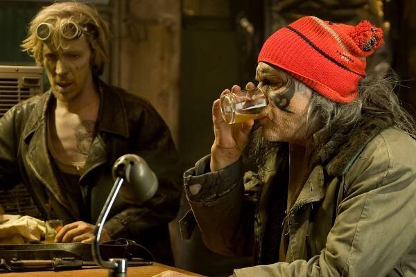 Boris Cavazza, Emil Cerar on the set of Lovec oblakov (2009).