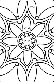 Omalovánka Květinová Mandala Pro Děti - Matematická Omalovánka - Sčítání pro děti
