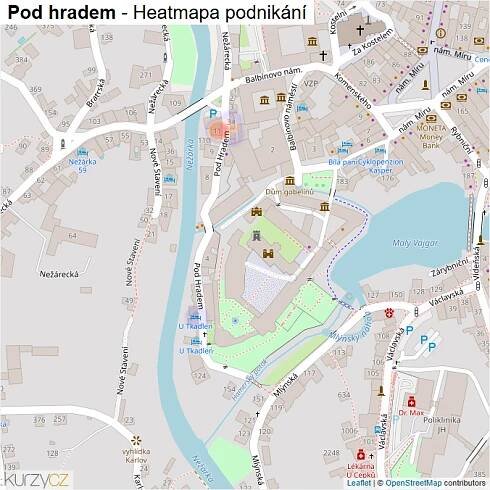 Mapa Pod hradem - Firmy v ulici.