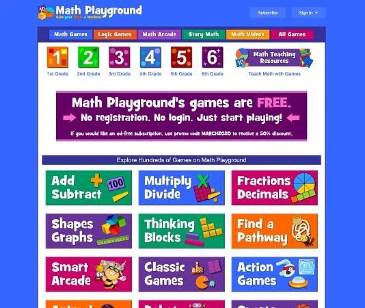 Math Playground Web Page