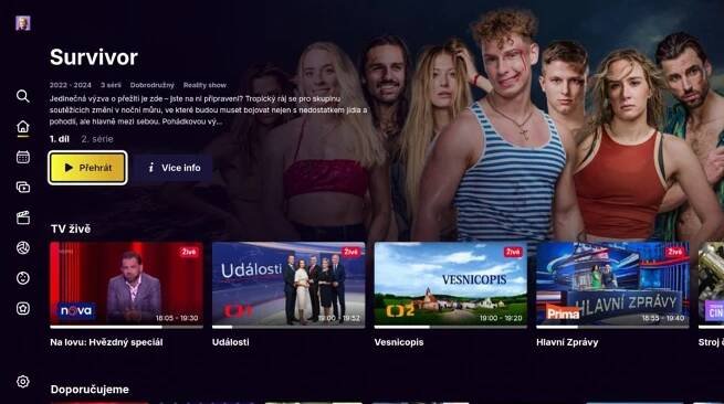 Aplikace služby Oneplay.