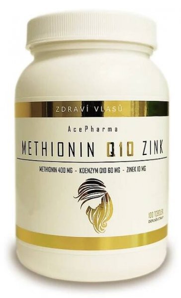 AcePharma METHIONIN ZINK PLUS 100tob. - 3 měsíční kůra pro růst a zdraví vlasů, kůže a nehtů