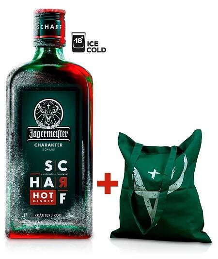 Jägermeister SCHARF 0,5l 33% + textilní taška přes rameno