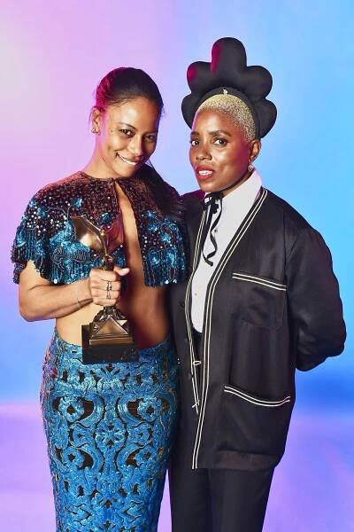 Taylour Paige, winner of the Best Female Lead award for ‘Zola,’, and Janicza Bravo pose during the IMDb Portrait Studio at the 2022 Independent Spirit Awards on March 06, 2022 in Santa Monica, California.