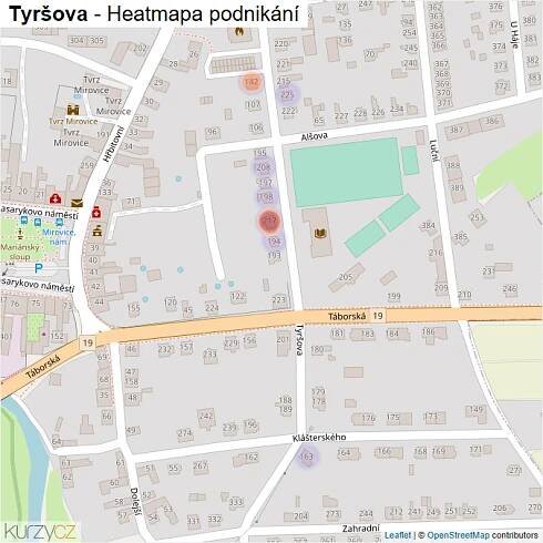 Mapa Tyršova - Firmy v ulici.