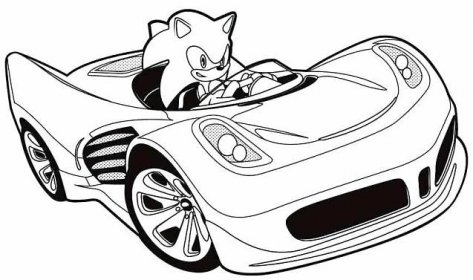 Sonic v autě omalovánky k tisku a online