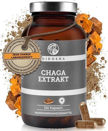 Doplněk stravy Qidosha Chaga extrakt, 120 kapslí