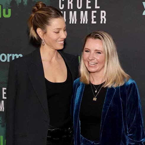 Jessica Biel and Beverley Mitchell attend the premiere of Freeform's 
