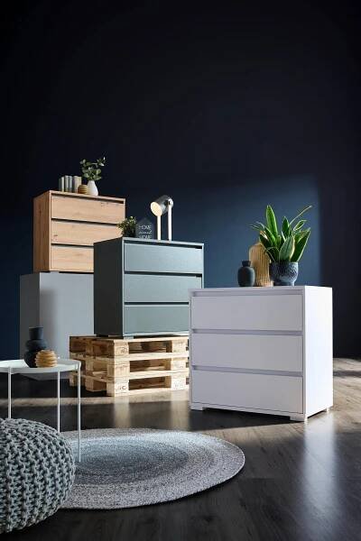 KOMODA, antracitová, barvy dubu, 80/79/48 cm - barvy dubu/antracitová, Design, kompozitní dřevo/plast (80/79/48cm) - Carryhome
