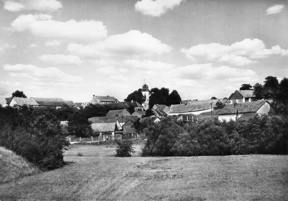 Zdislavice, celkový pohled od západu; 1962 (sbírka Pavla Fiedlera).