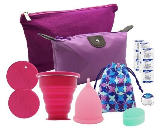 Lilcup Joy fialový startovací balíček, sada menstruačních pomůcek