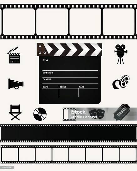 Filmové ikony a prvky. - Bez autorských poplatků Filmový průmysl - Témata vektorové obrázky