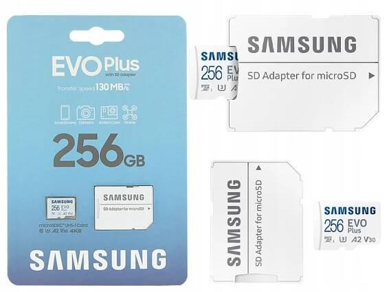 PAMĚŤOVÁ KARTA MICRO SD SAMSUNG EVO PLUS microSDXC EVO+ 256GB 130MB/s V30