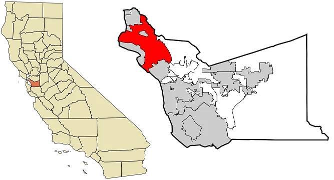 Soubor:Alameda County California Incorporated and Unincorporated areas Oakland Highlighted.svg