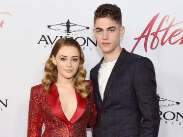josephine langford and hero fiennes tiffin at the premiere of after in 2019