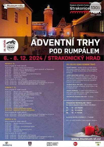 Program adventních trhů ve Strakonicích 2024.