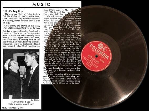 Photo of 78 rpm record and Time Magazine article