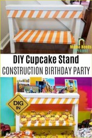 DIY cupcake stand construction birthday party