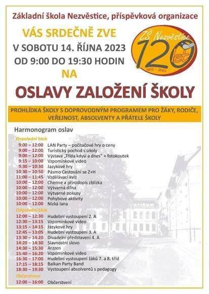ZŠ NEZVĚSTICE - OSLAVY ZALOŽENÍ ŠKOLY - 120 LET