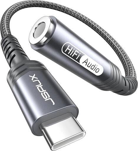 JSAUX USB Type C to 3.5mm Female Headphone Jack Adapter, USB C to Aux Audio Dongle Cable Cord Compatible with iPhone 15 Pro Max15 Pro15, Samsung Galaxy S24S23S22S21 Ultra, iPad Pro, Pixel 8 Grey