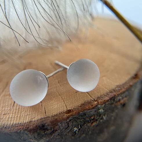 Skleněné pískované náušnice pecky Drops Frosted