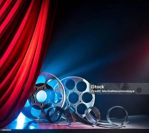 filmová cívka, kino, filmový průmysl - Bez autorských poplatků Jít do kina Stock fotka