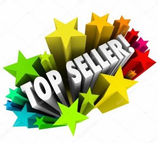 Pobieraj - Top sprzedający 3d słowa w kolorowe gwiazdki jako najlepszy sprzedawca w firmie lub organizacji zamknięcia najbardziej sprzedaży — Obraz stockowy