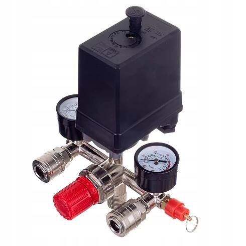 Tlakový spínač s regulátorem tlaku a 2 manometry 400V 1/2" Technic PL-400