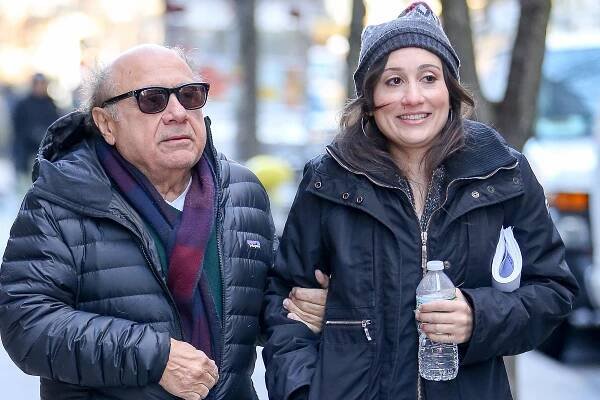 Danny DeVito spotted arm-in-arm with his daughter Lucy DeVito while they're out and about in a cold in New York City, the father-dauther Bumped into Leslie Mann as they where leaving an office building in chelsea Pictured: Danny DeVito and Lucy DeVito Ref: SPL1213246 210116 Picture by: Felipe Ramales / Splash News Splash News and Pictures Los Angeles: 310-821-2666 New York: 212-619-2666 London: 870-934-2666 photodesk@splashnews.com