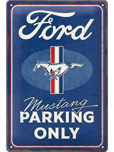 Retro cedule Ford Mustang - Parking Only 20x30cm