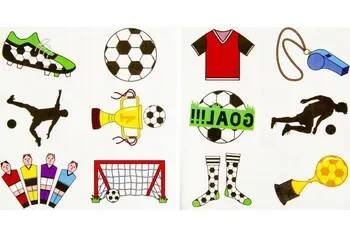 samolepka Tetování 6 ks 1 ark. fotbal ZÁPAS PIKNIK BAL slavnost gadget mix
