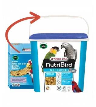 Krmivo pro ptáka VERSELE-LAGA NutriBird Gold Crumble vaječné krmivo suché pro střední a velké papoušky se sušeným hmyzem a ovocem 4 kg