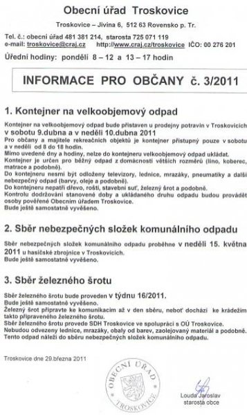 Archiv úřední desky - Obec Troskovice