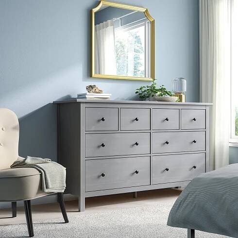 HEMNES Kommode mit 8 Schubladen - grau lasiert 160x96 cm