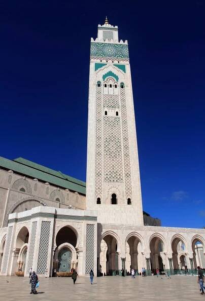 View of the minaret for the Hassan II Mosque, which was completed in 1993 AD.