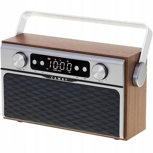 KUCHYŇSKÉ RÁDIO RETRO STYL DŘEVĚNÉ PŘENOSNÉ BLUETOOTH USB FM SD CAMRY Rádio FM